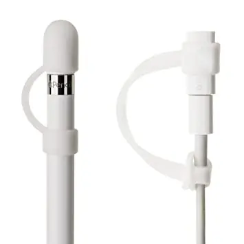 LENSEN Apple Pencil キャップ カバー アダプタ 連絡用カバー Pencil Cap Cover Lighting Adapter Cover シリコン １セット (白 LSAPT-008)